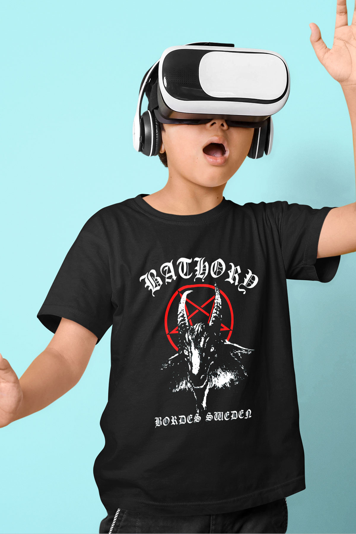 Bathory Baskılı Siyah Unisex Çocuk Tişört