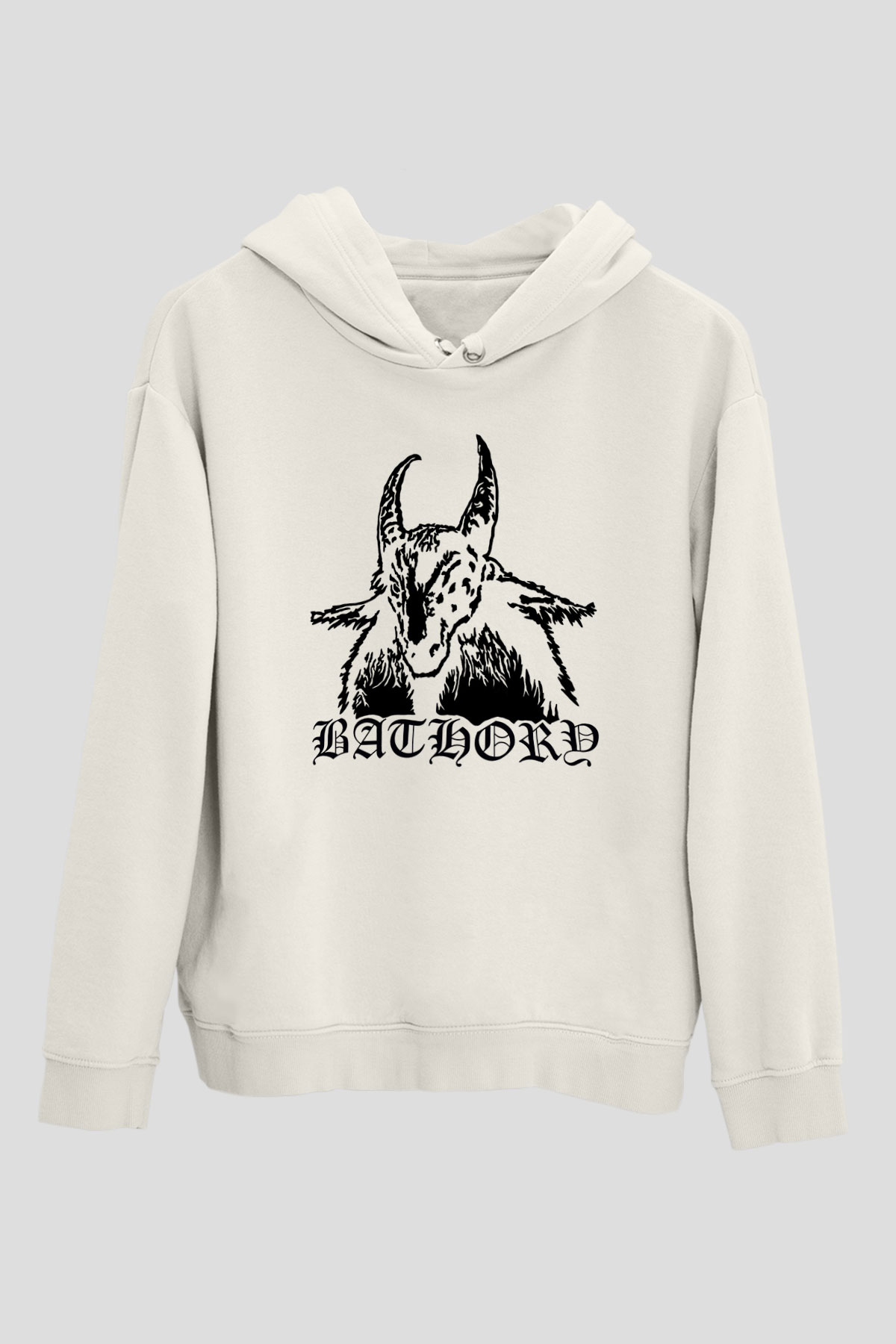 Bathory Beyaz Unisex Kapüşonlu Sweatshirt