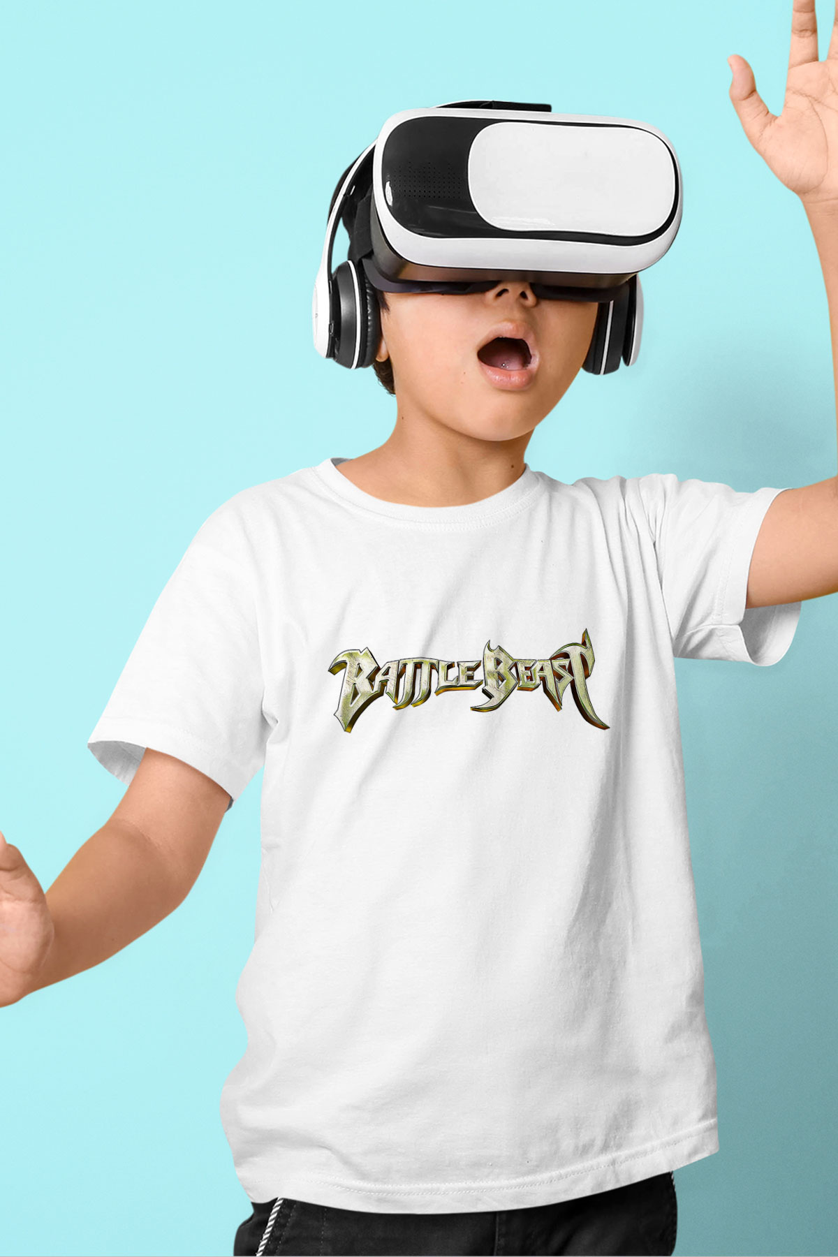 Battle Beast Baskılı Beyaz Unisex Beyaz Çocuk Tişört - Tshirt