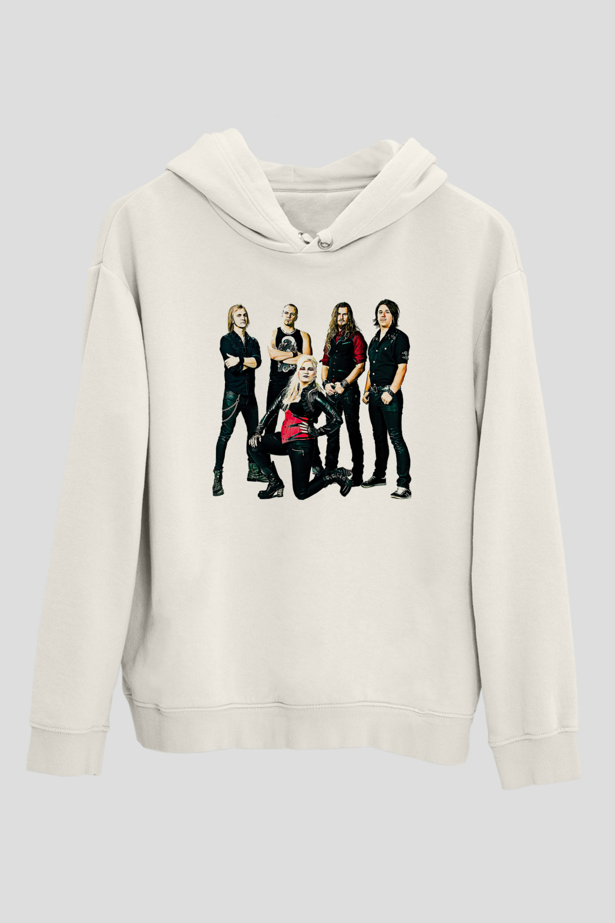 Battle Beast Baskılı Beyaz Unisex Kapüşonlu Sweatshirt