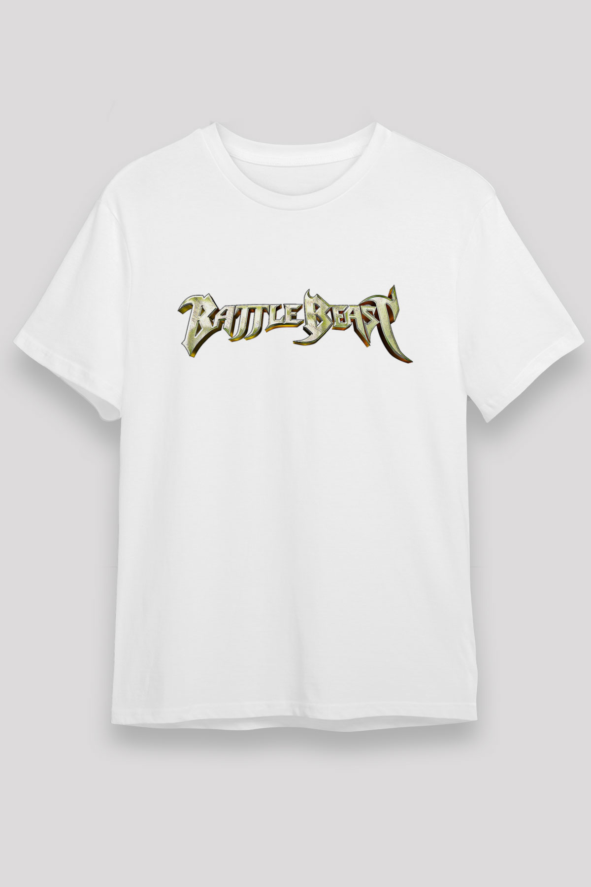 Battle Beast Baskılı Unisex Beyaz Tişört - Tshirt