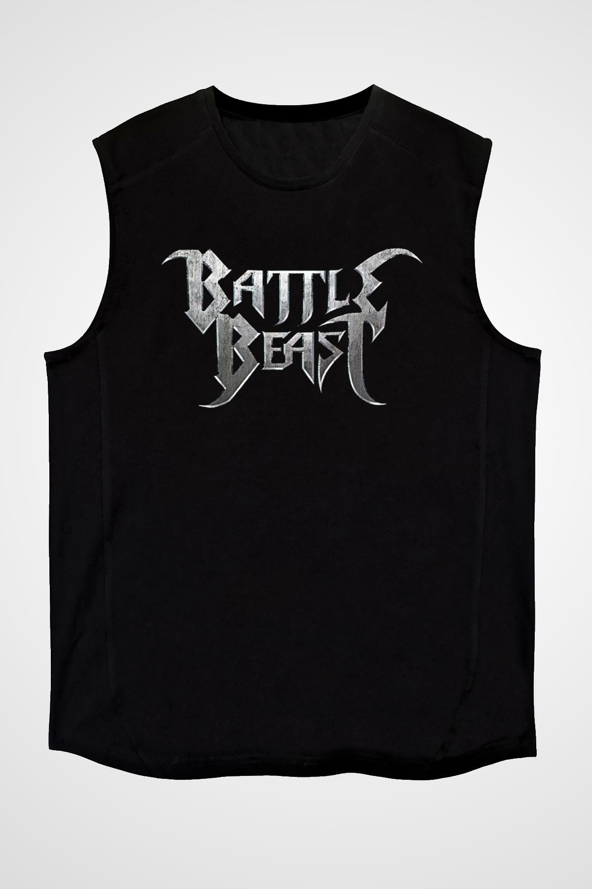 Battle Beast Baskılı Unisex Siyah Kolsuz Tişört - Tshirt