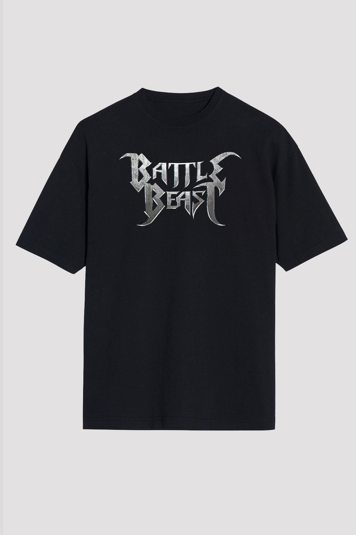 Battle Beast Baskılı Unisex Siyah Oversize Tişört - Tshirt