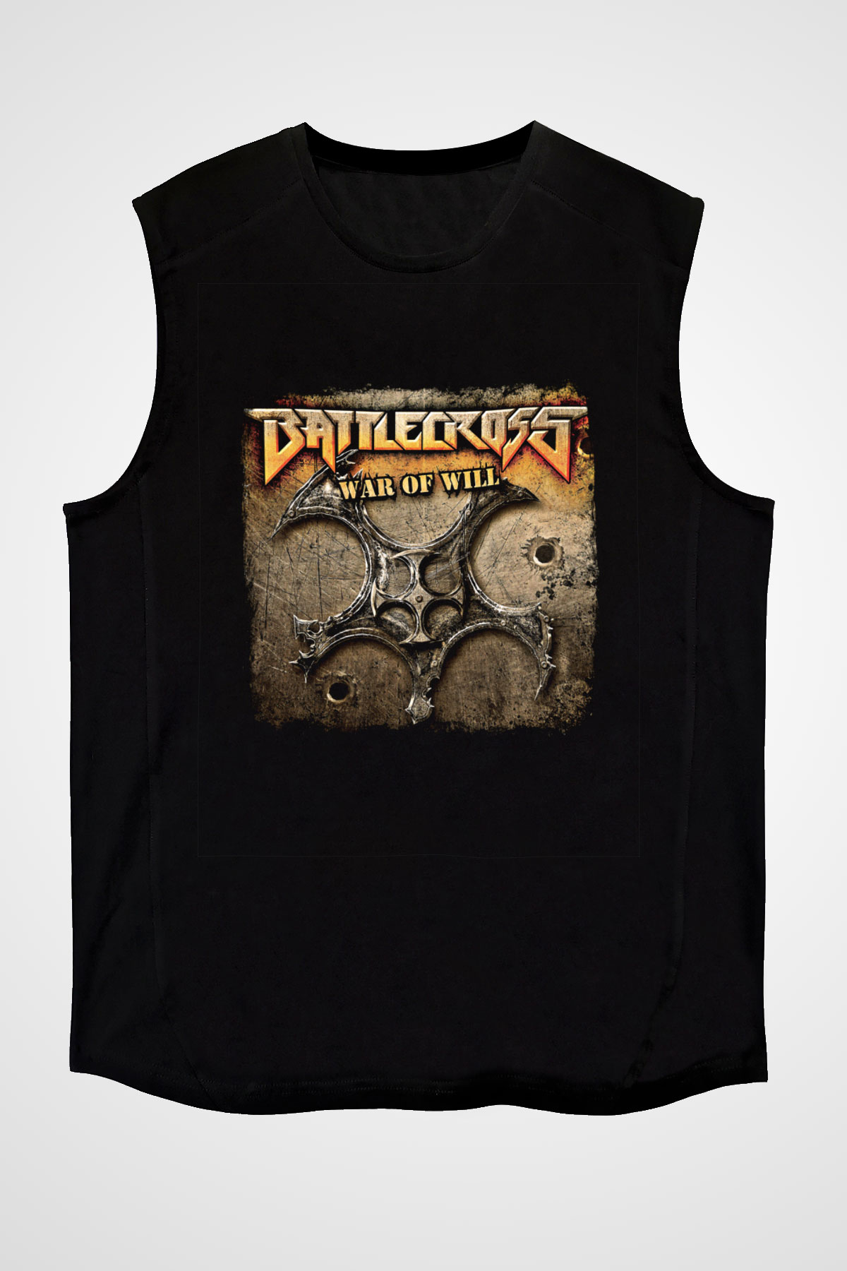 Battlecross Baskılı Unisex Siyah Kolsuz Tişört
