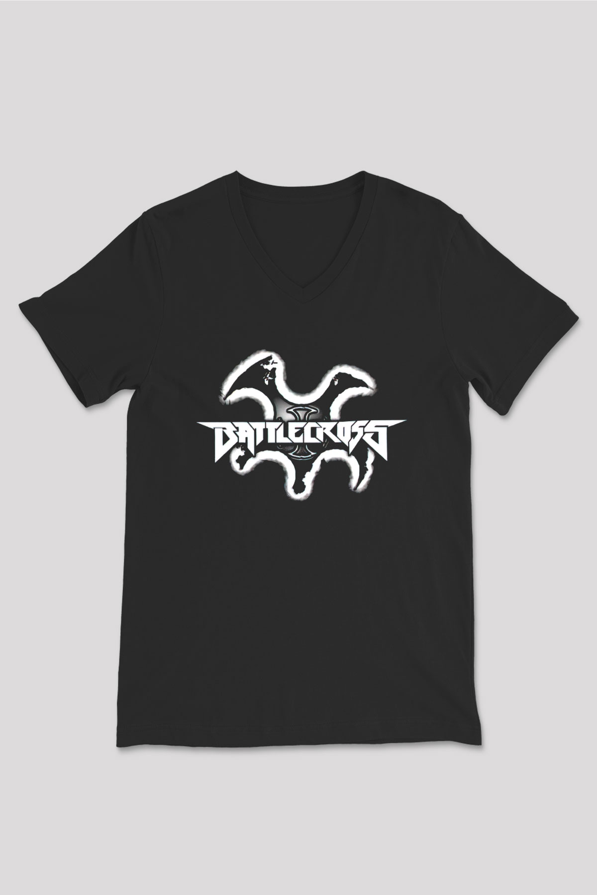 Battlecross Siyah Unisex V Yaka Tişört