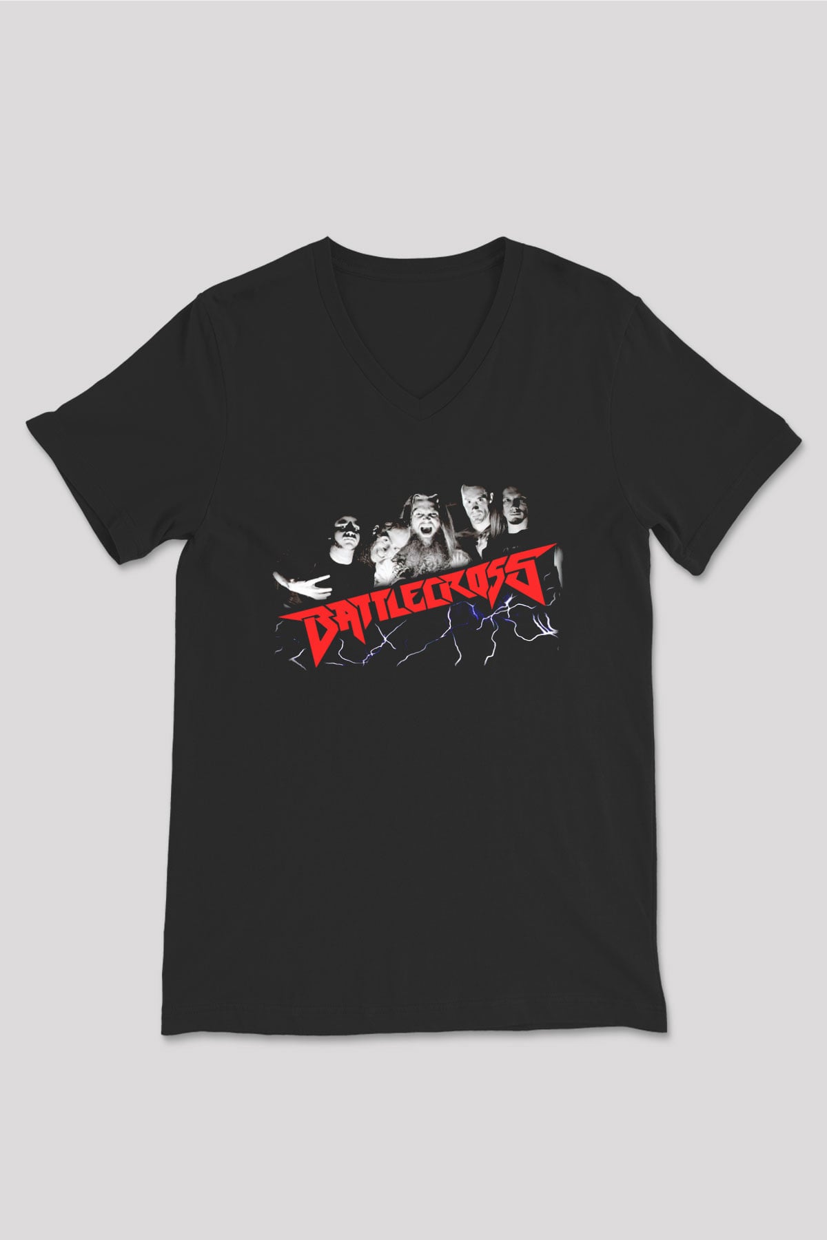 Battlecross Siyah Unisex V Yaka Tişört