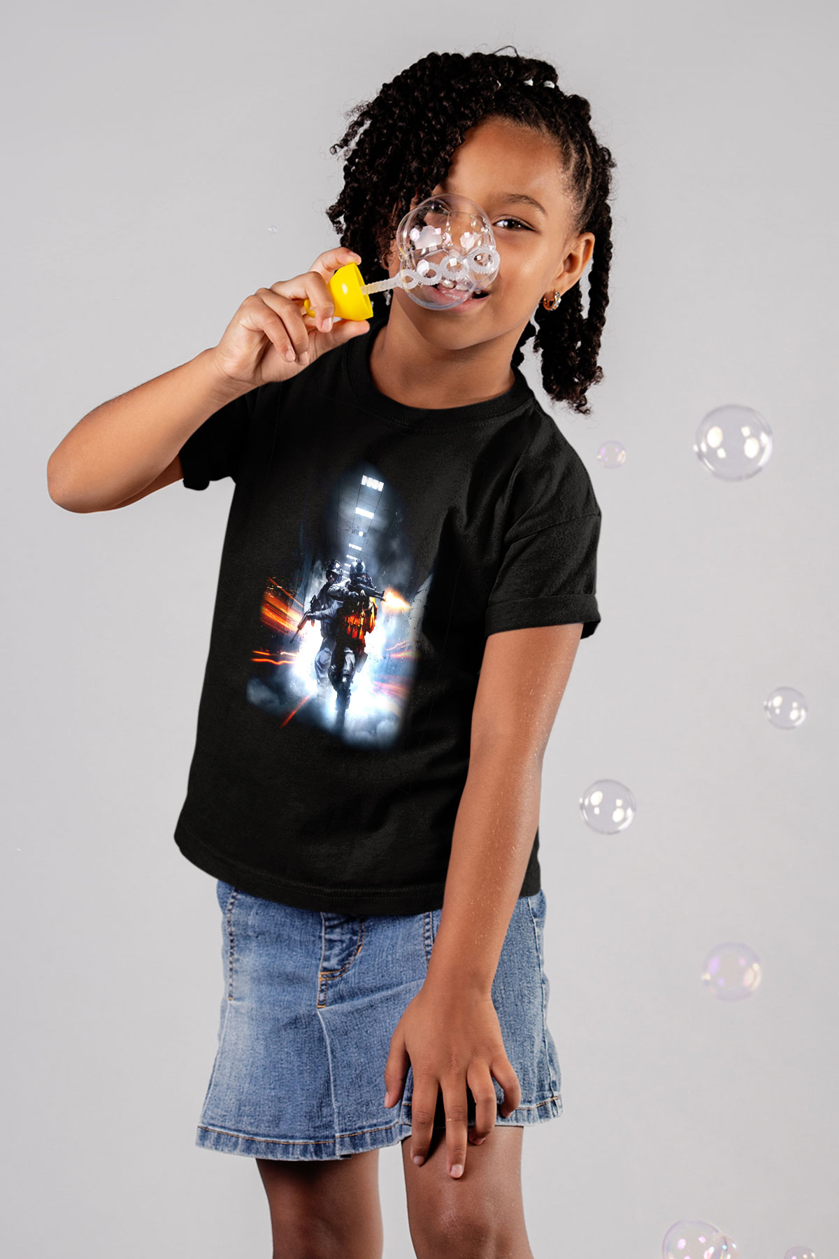 Battlefield Baskılı Siyah Unisex Çocuk Tişört