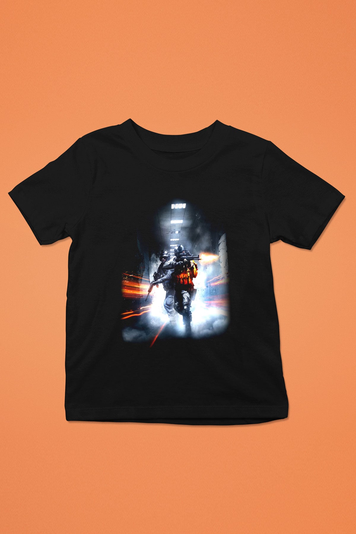 Battlefield Baskılı Siyah Unisex Çocuk Tişört