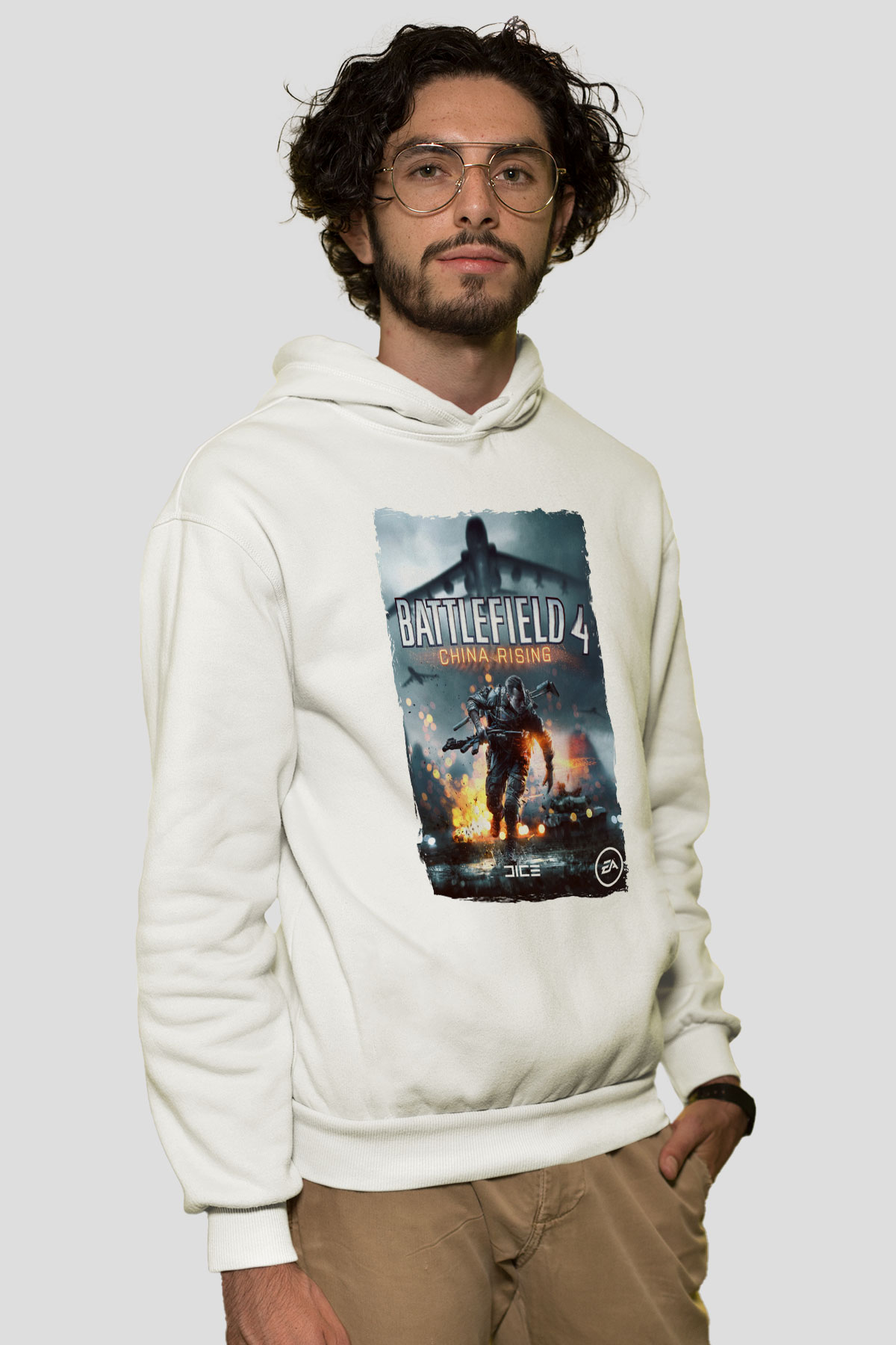 Battlefield Beyaz Unisex Hoodie