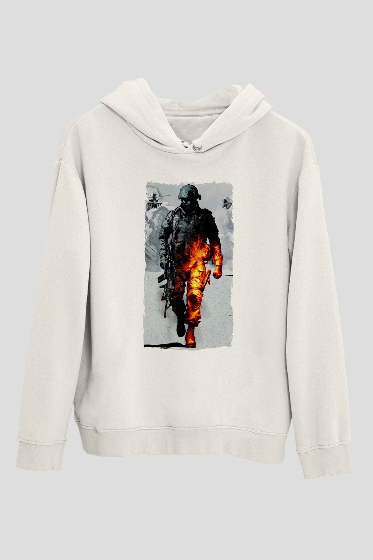Battlefield Beyaz Unisex Hoodie