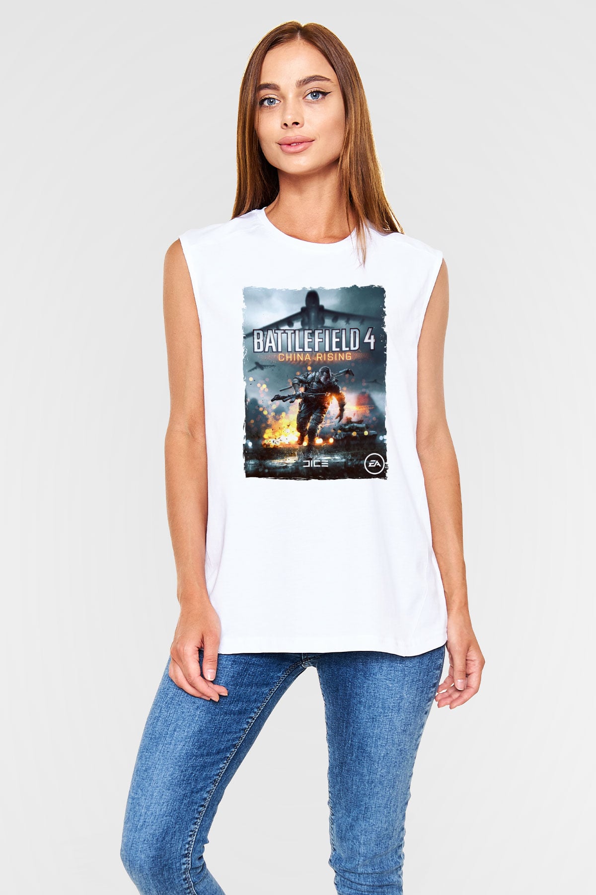 Battlefield Beyaz Unisex Kolsuz Tişört