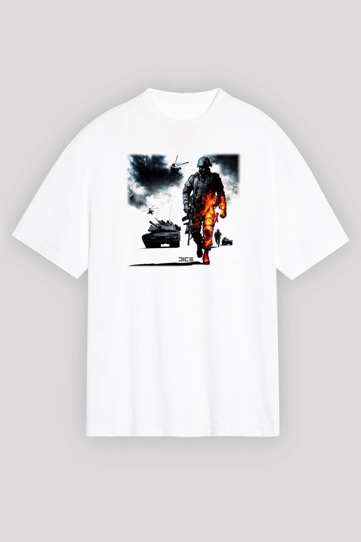Battlefield Beyaz Unisex Oversize Tişört T-Shirt
