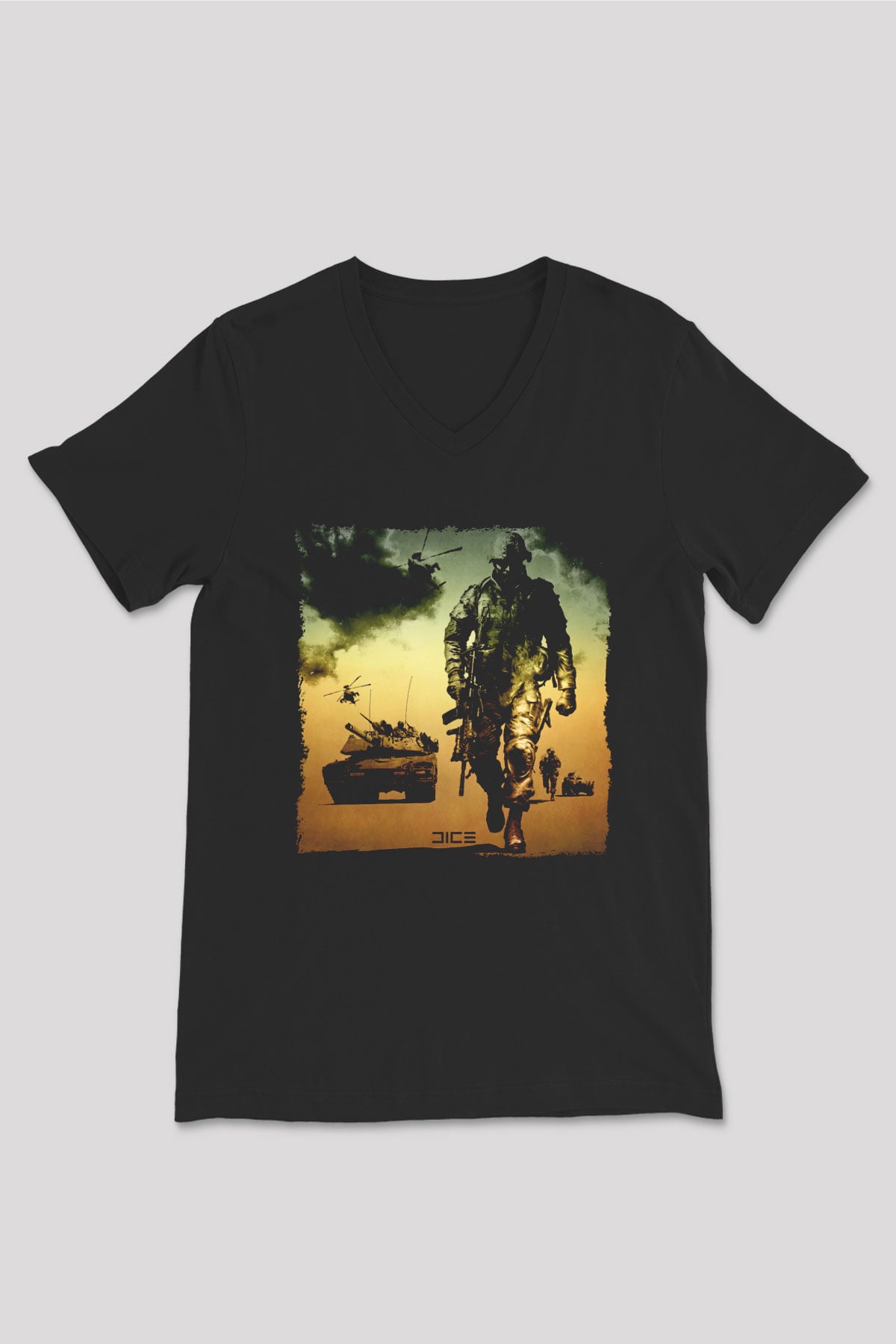 Battlefield Siyah Unisex V Yaka Tişört