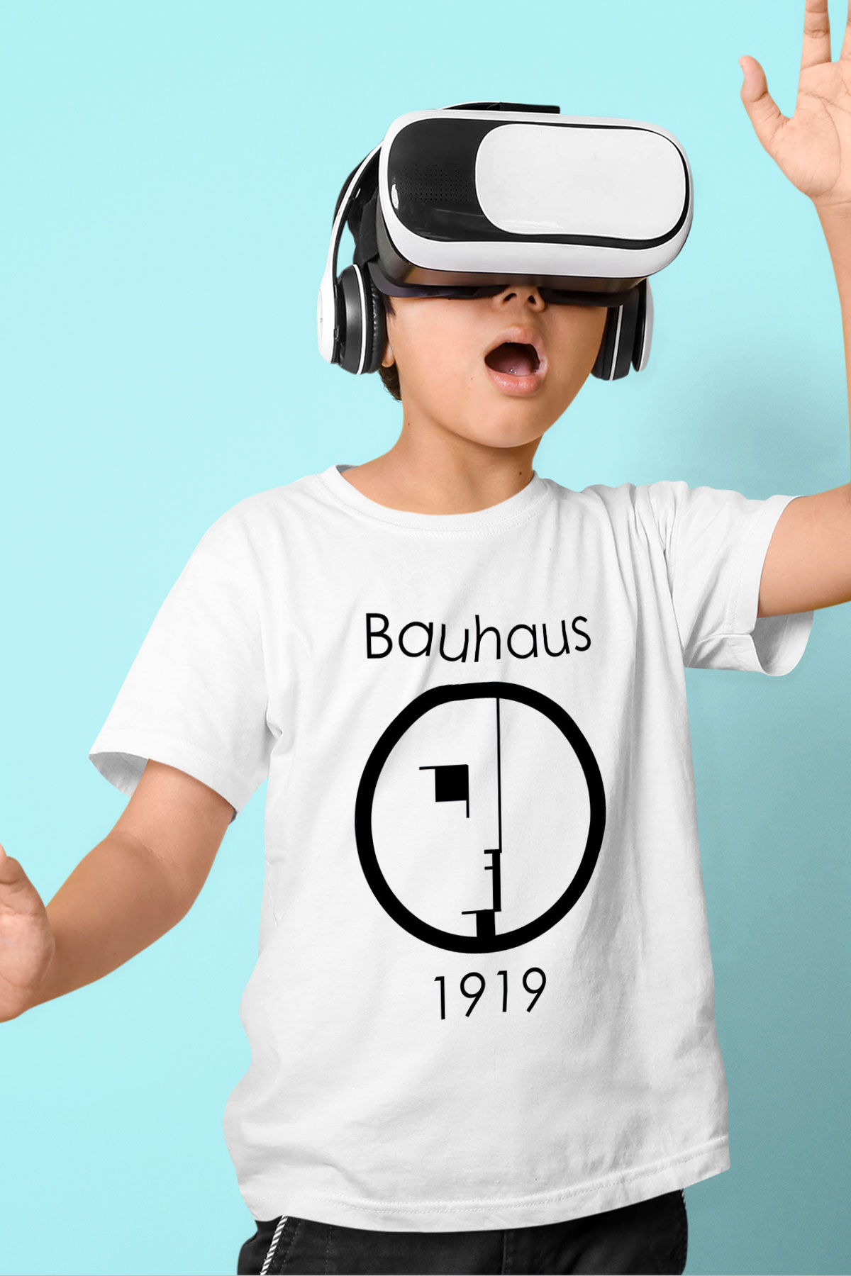 Bauhaus Baskılı Beyaz Unisex Çocuk Tişört