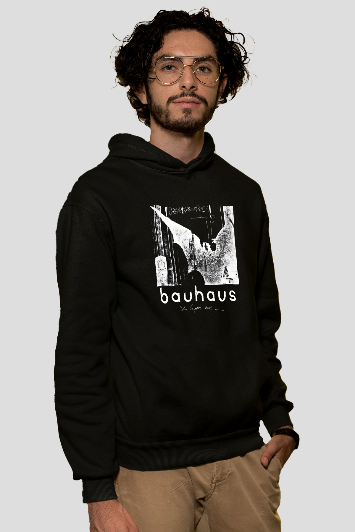 Bauhaus Baskılı Unisex Siyah Hoodie