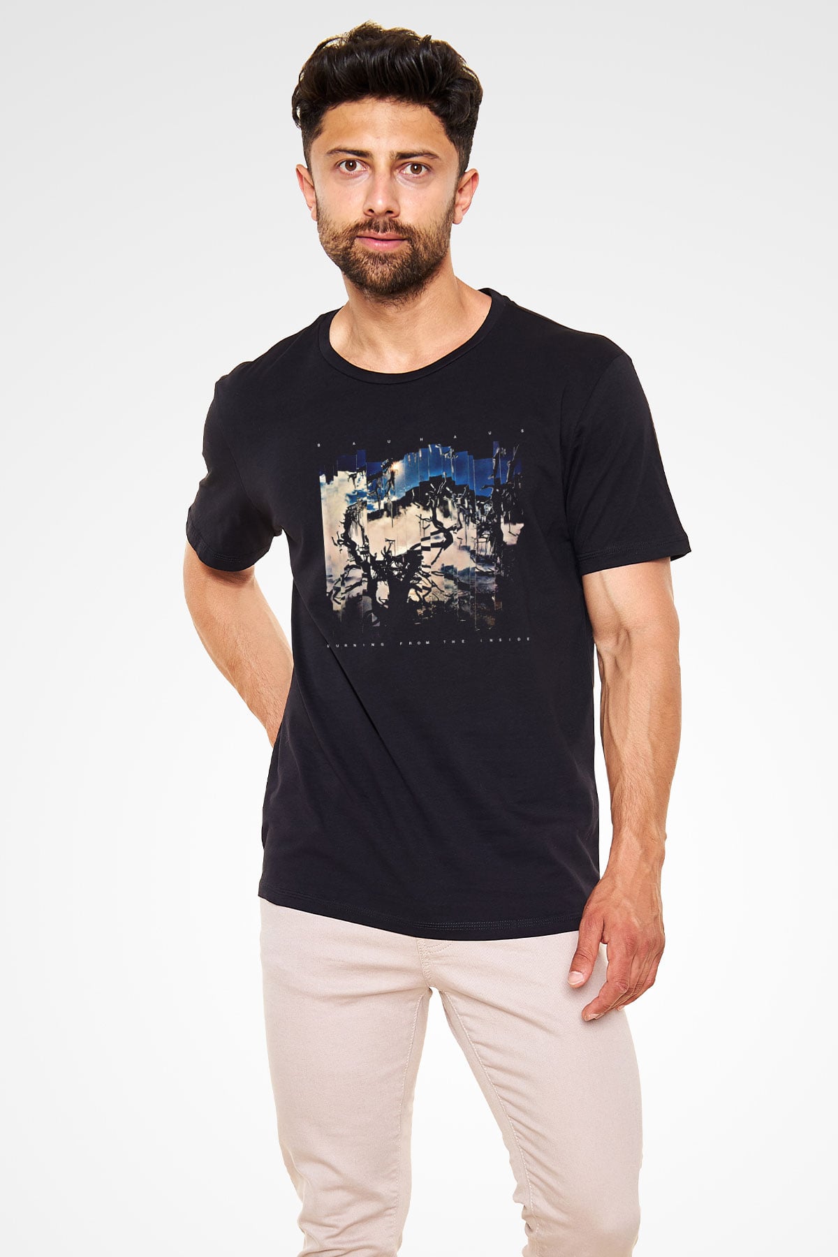 Bauhaus Baskılı Unisex Siyah Tişört