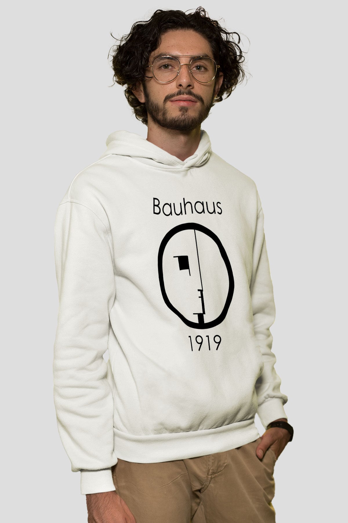 Bauhaus Beyaz Unisex Kapşonlu Sweatshirt