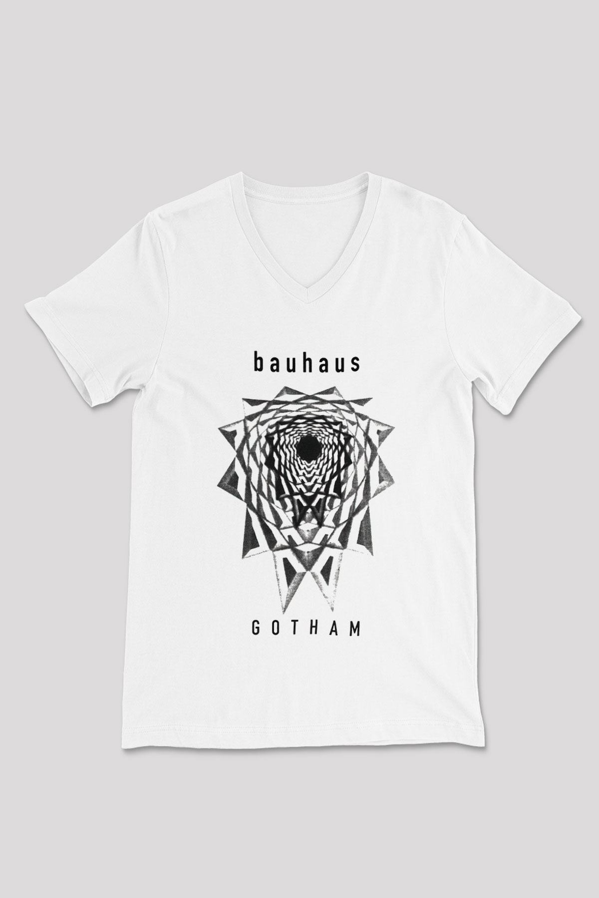 Bauhaus Beyaz Unisex V Yaka Tişört T-Shirt