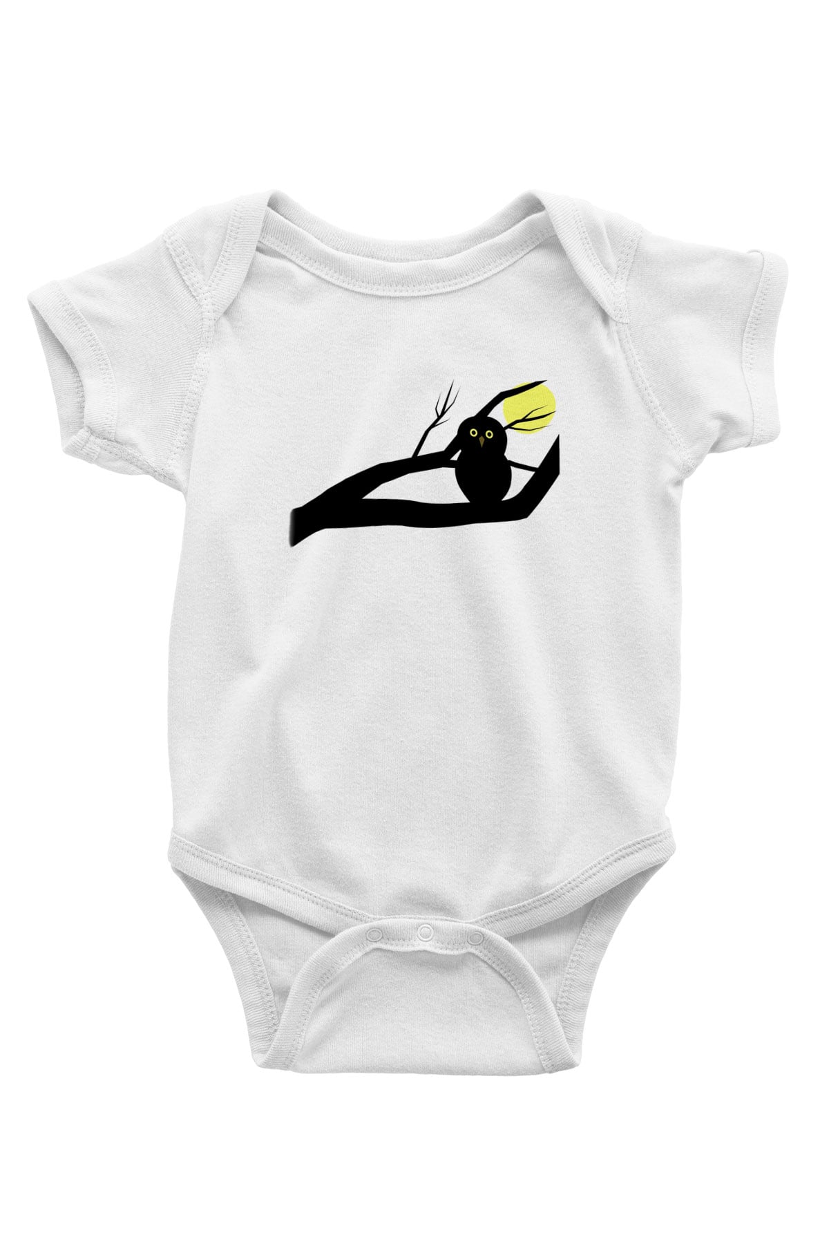 Baykuş Baskılı Beyaz Unisex Bebek Body - Zıbın