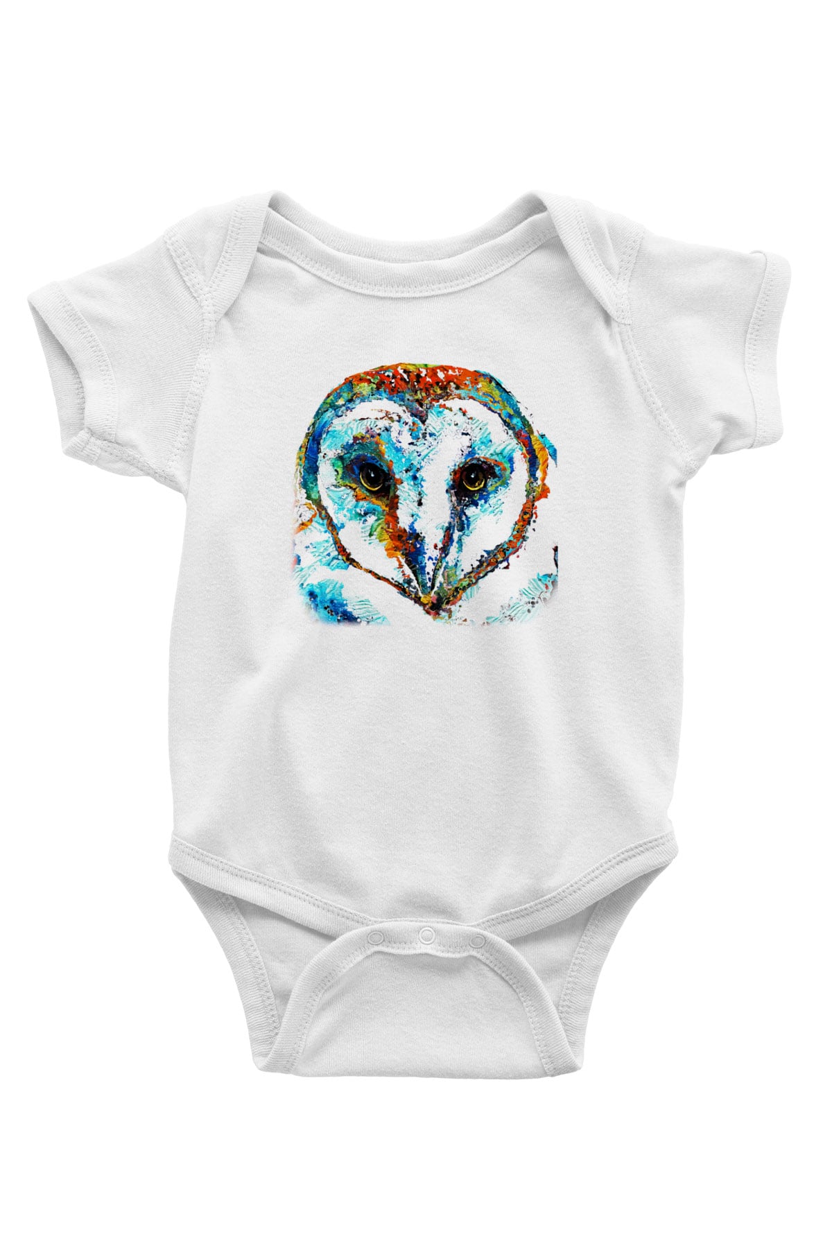 Baykuş Baskılı Beyaz Unisex Bebek Body - Zıbın