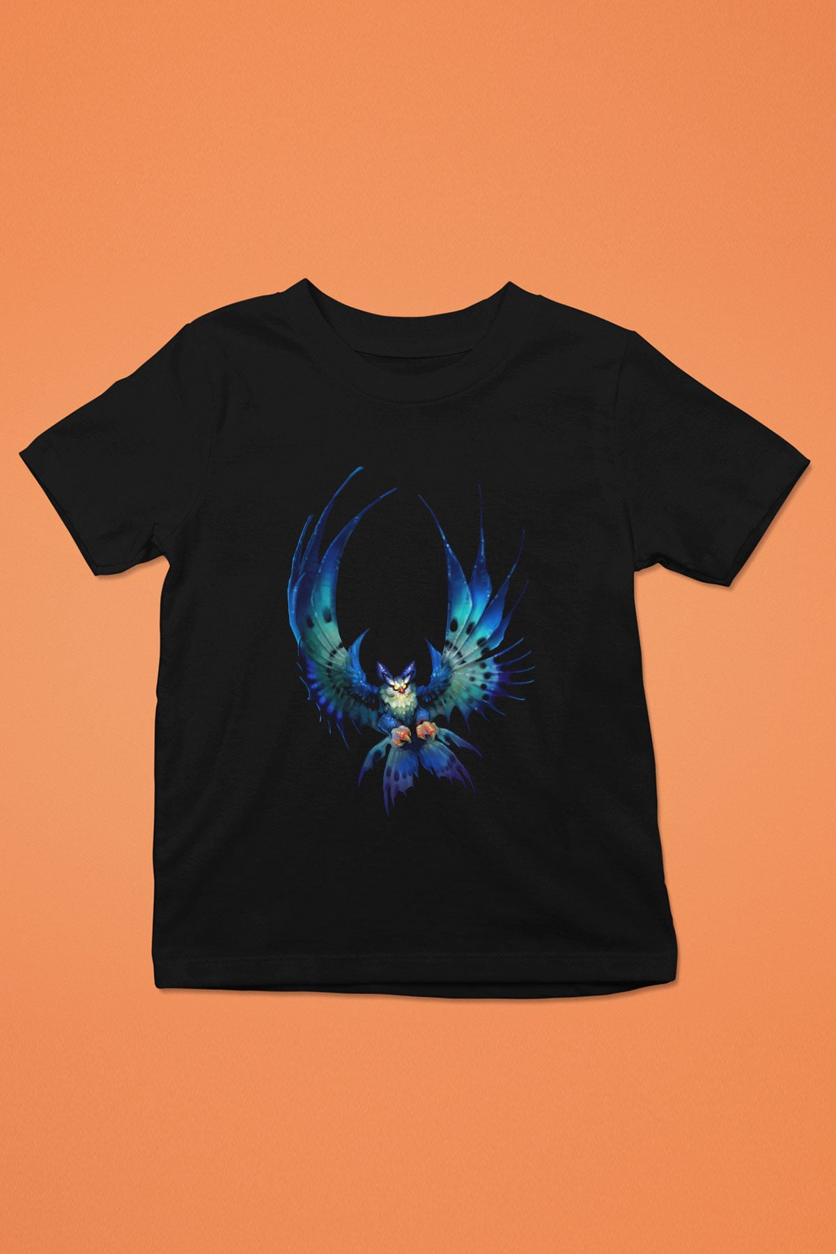 Baykuş Baskılı Siyah Unisex Çocuk Tişört