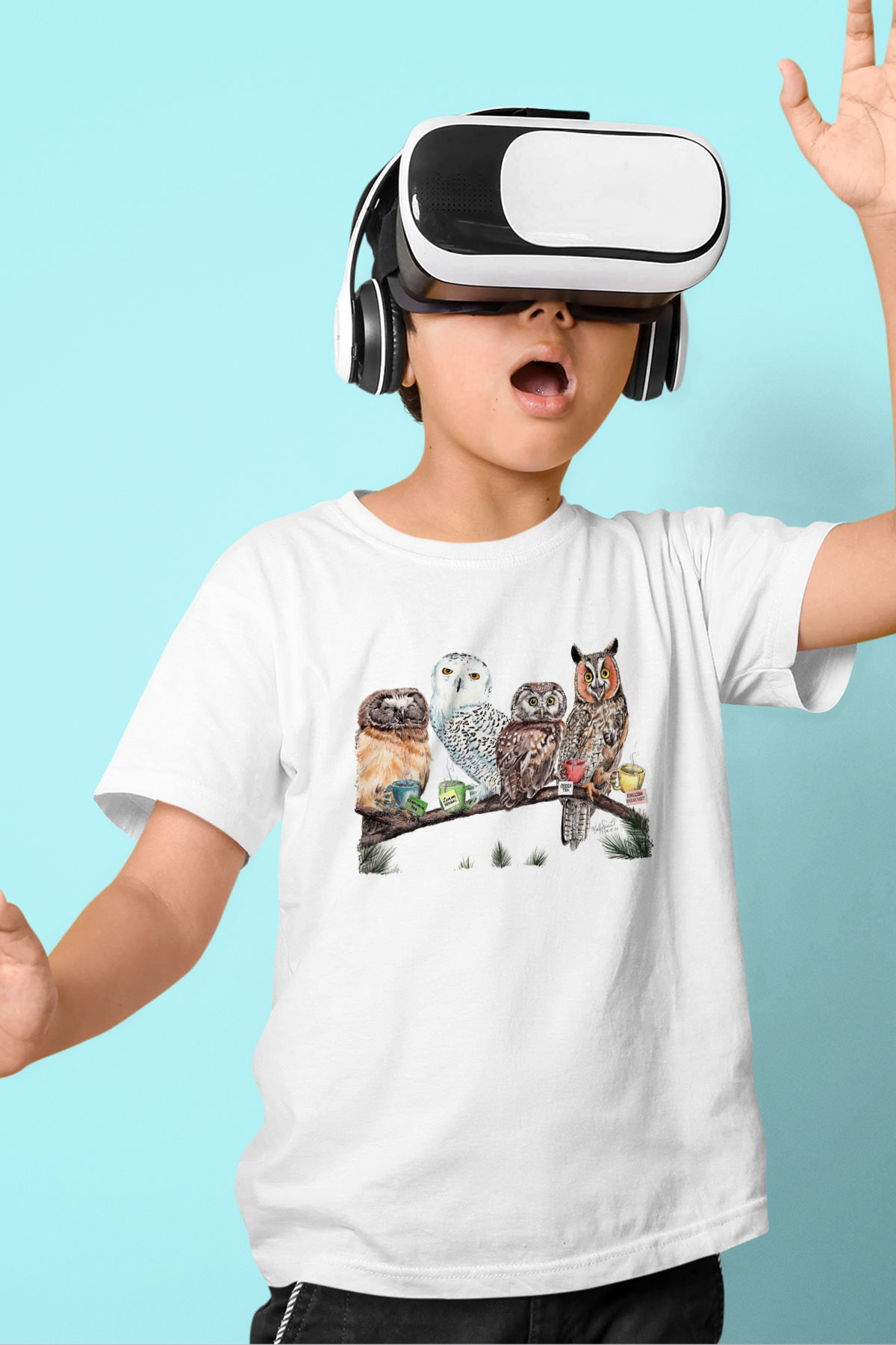 Baykuş Beyaz Unisex Çocuk Tişört