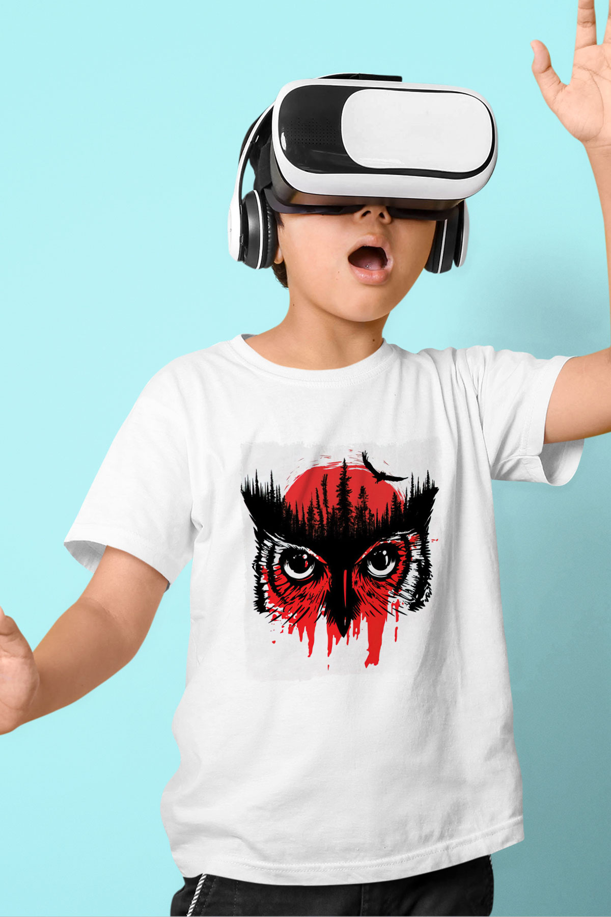 Baykuş Beyaz Unisex Çocuk Tişört