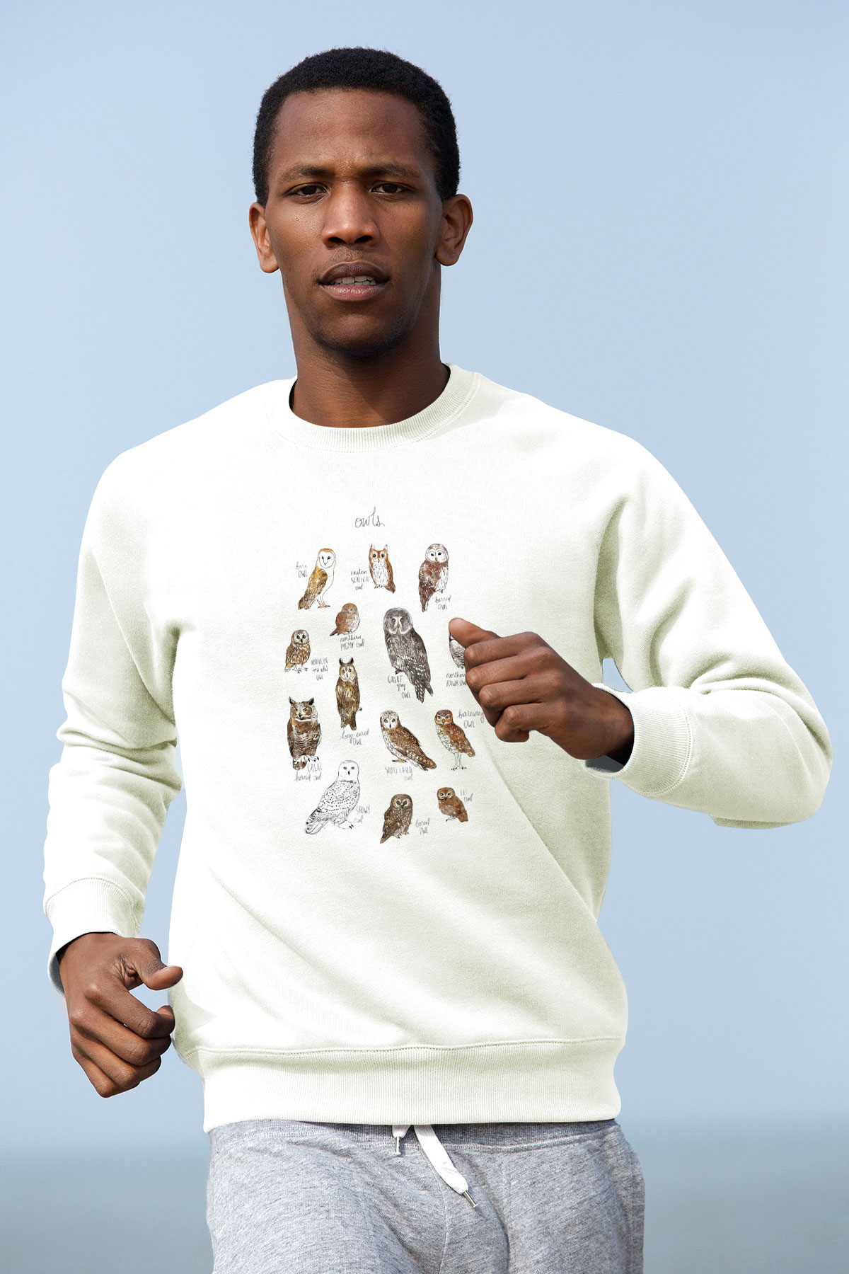 Baykuş Beyaz Unisex Sweatshirt
