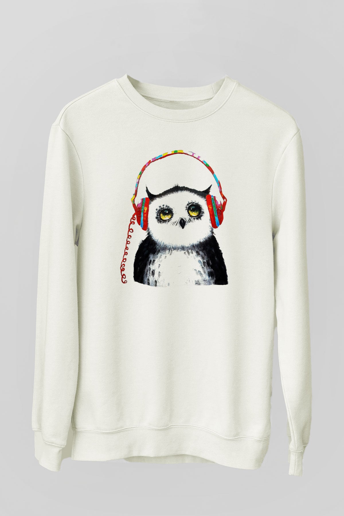 Baykuş Beyaz Unisex Sweatshirt