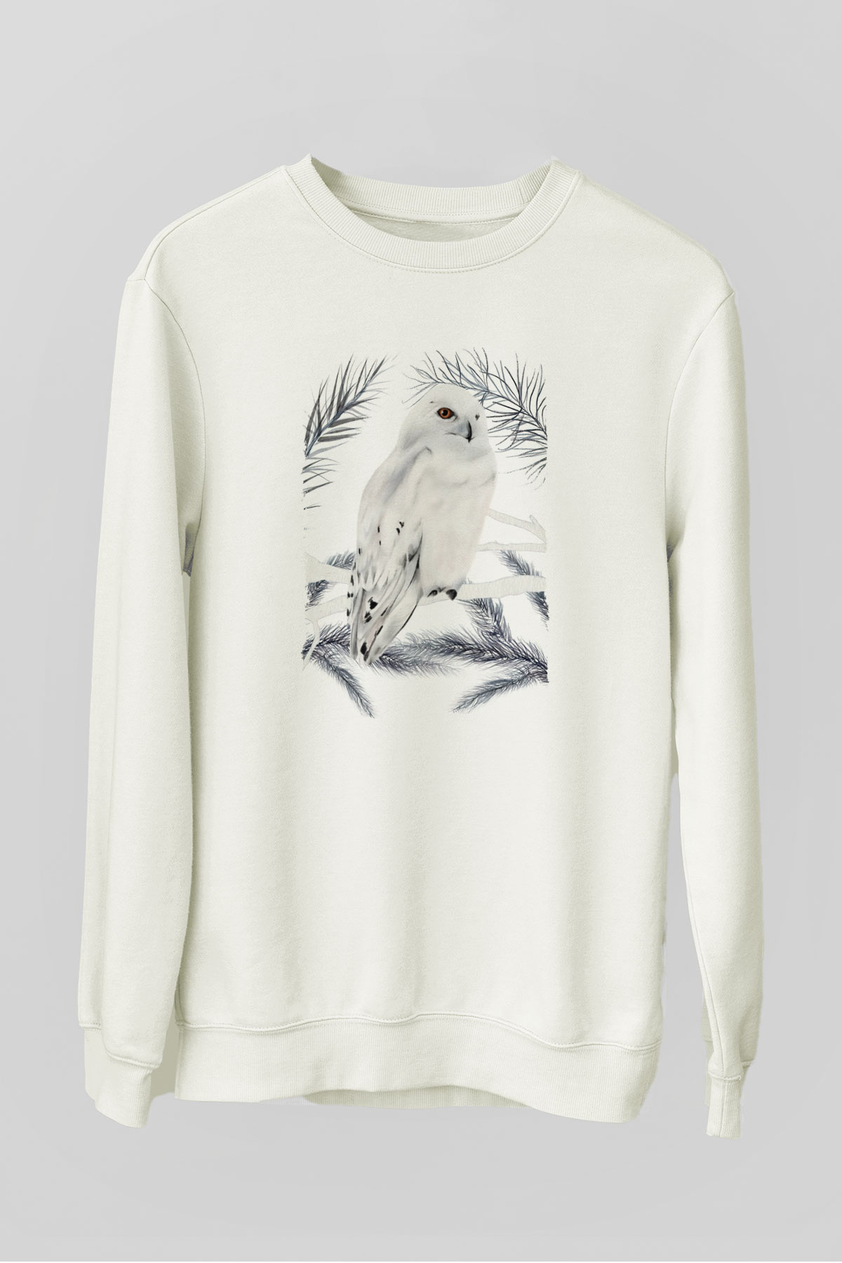 Baykuş Beyaz Unisex Sweatshirt
