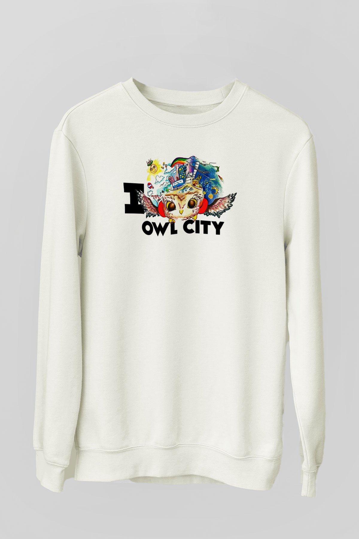 Baykuş Beyaz Unisex Sweatshirt