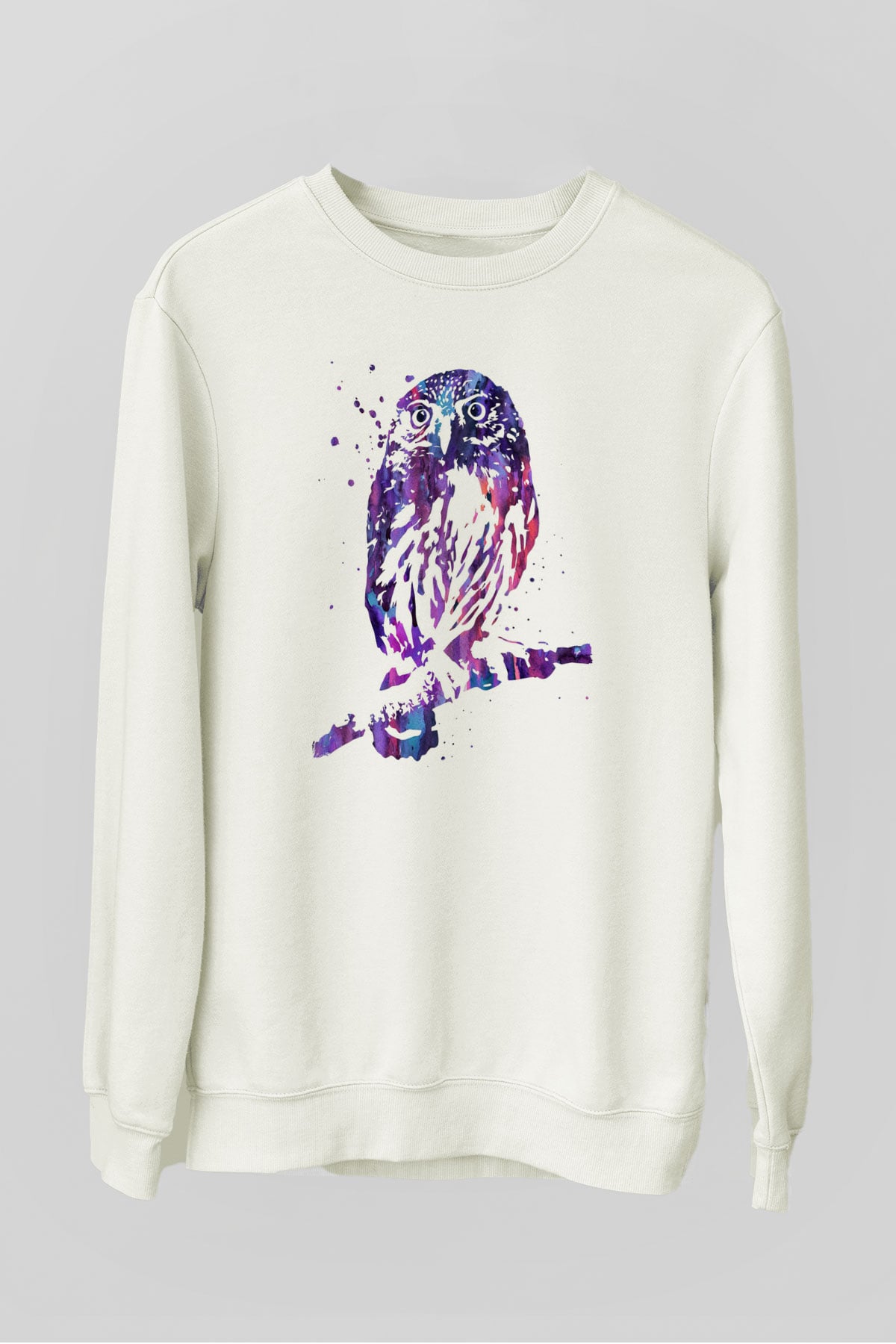 Baykuş Beyaz Unisex Sweatshirt
