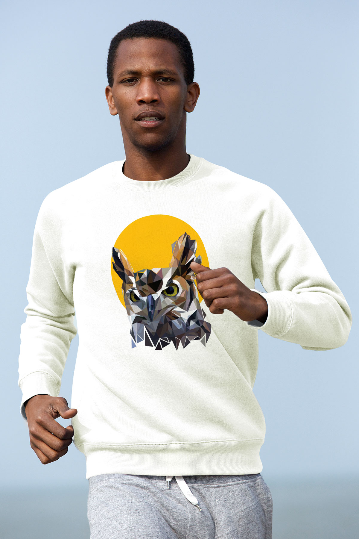 Baykuş Beyaz Unisex Sweatshirt