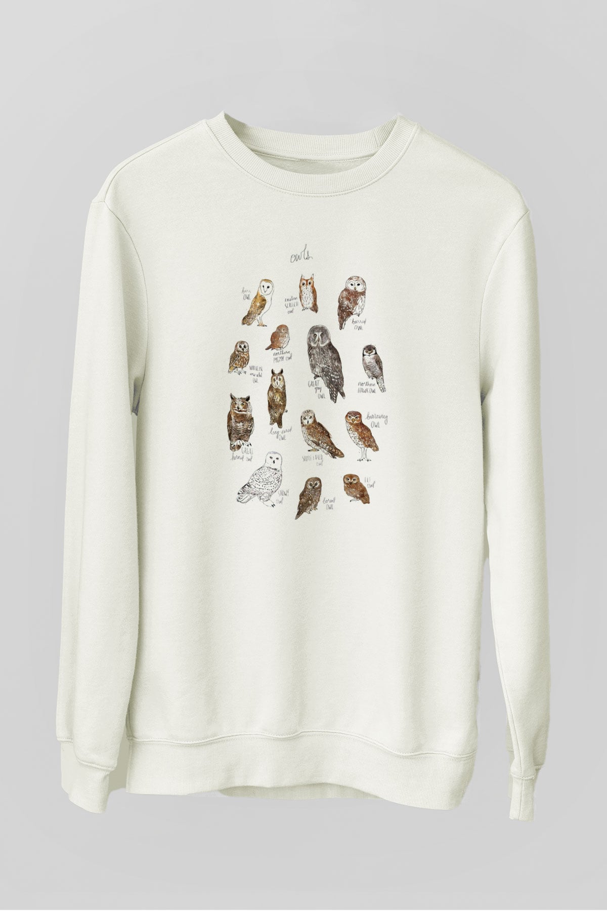 Baykuş Beyaz Unisex Sweatshirt