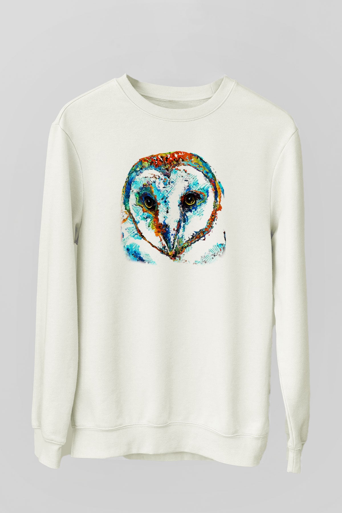 Baykuş Beyaz Unisex Sweatshirt