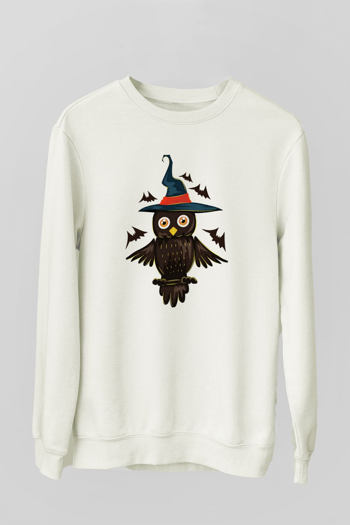 Baykuş Beyaz Unisex Sweatshirt