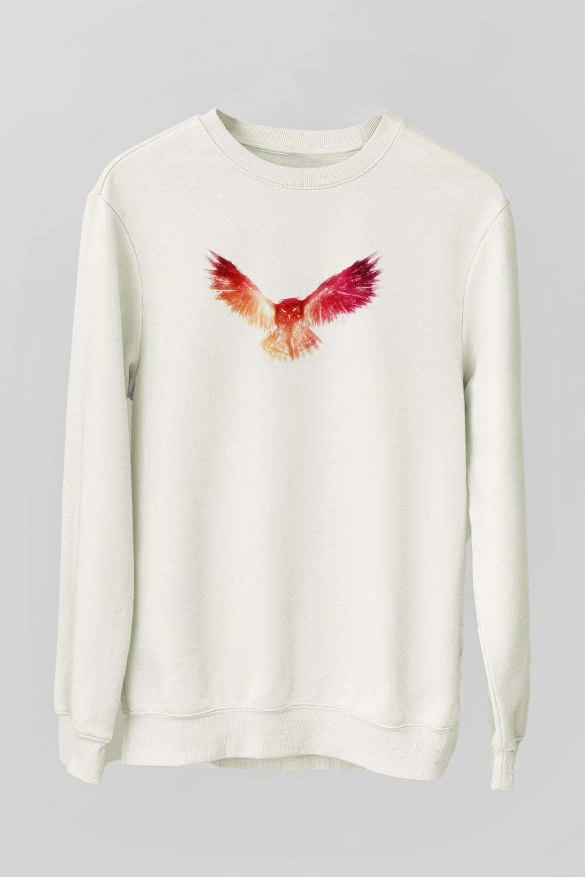 Baykuş Beyaz Unisex Sweatshirt