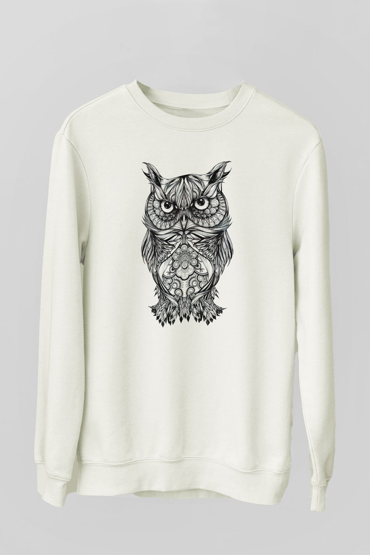 Baykuş Beyaz Unisex Sweatshirt