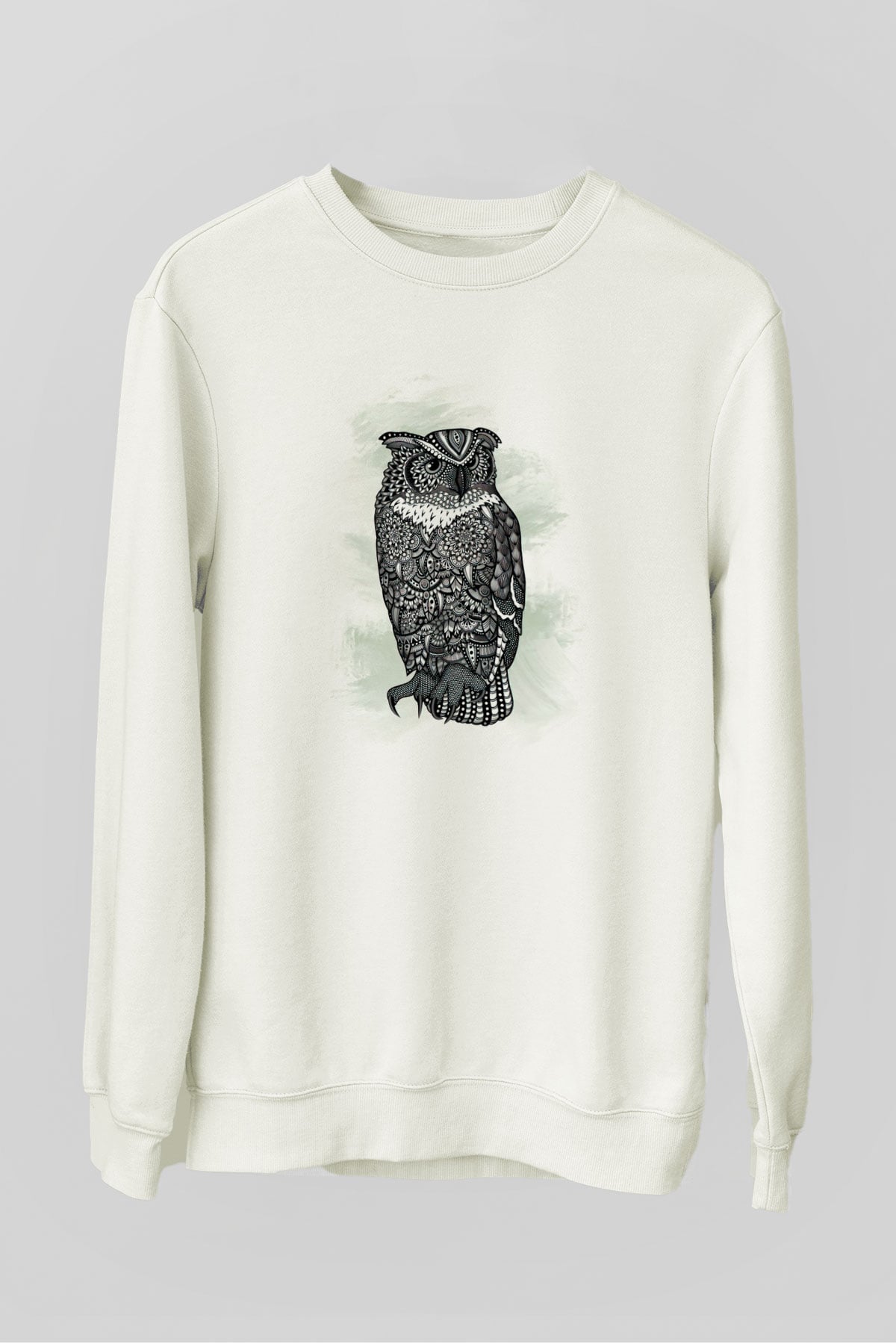Baykuş Beyaz Unisex Sweatshirt