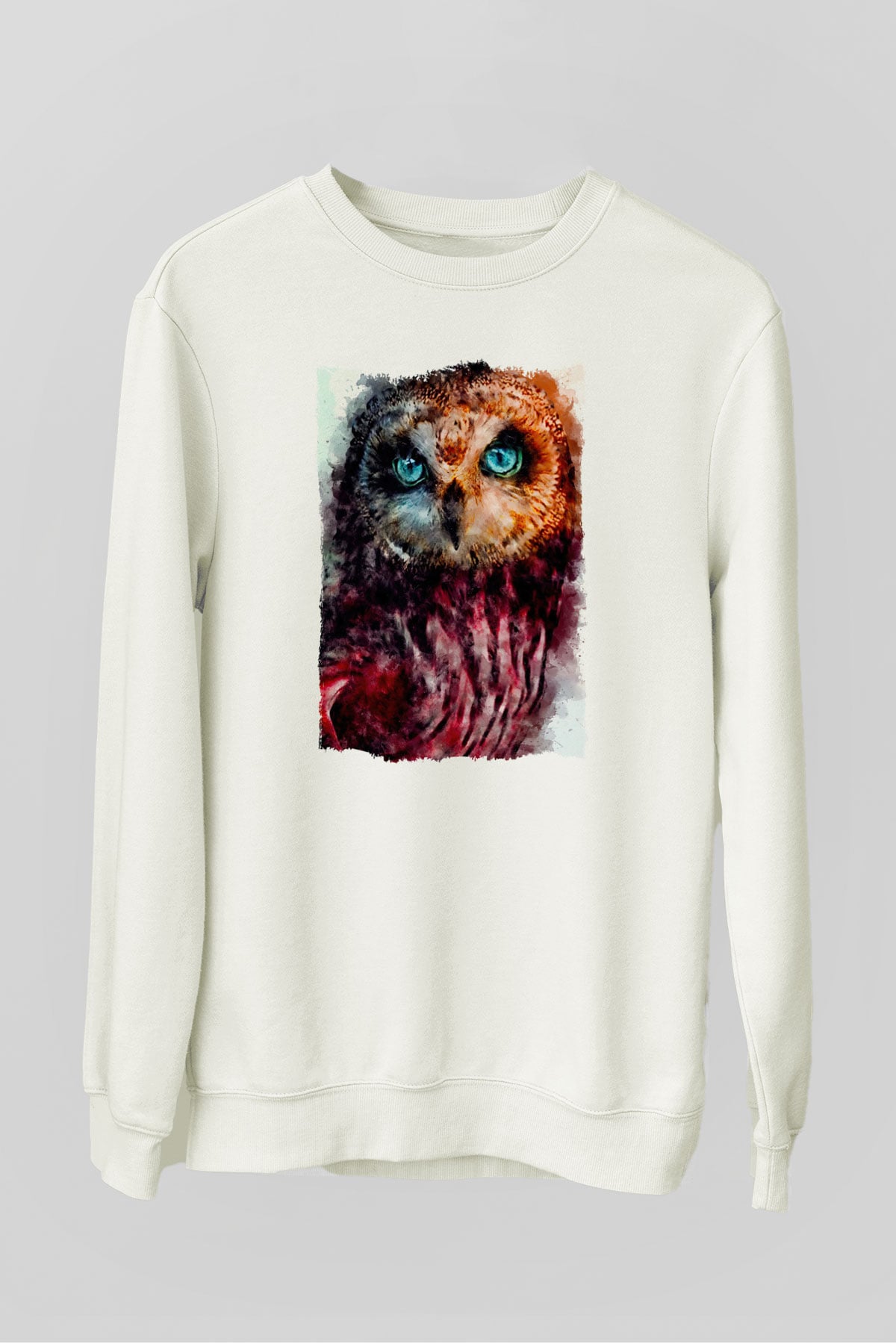 Baykuş Beyaz Unisex Sweatshirt