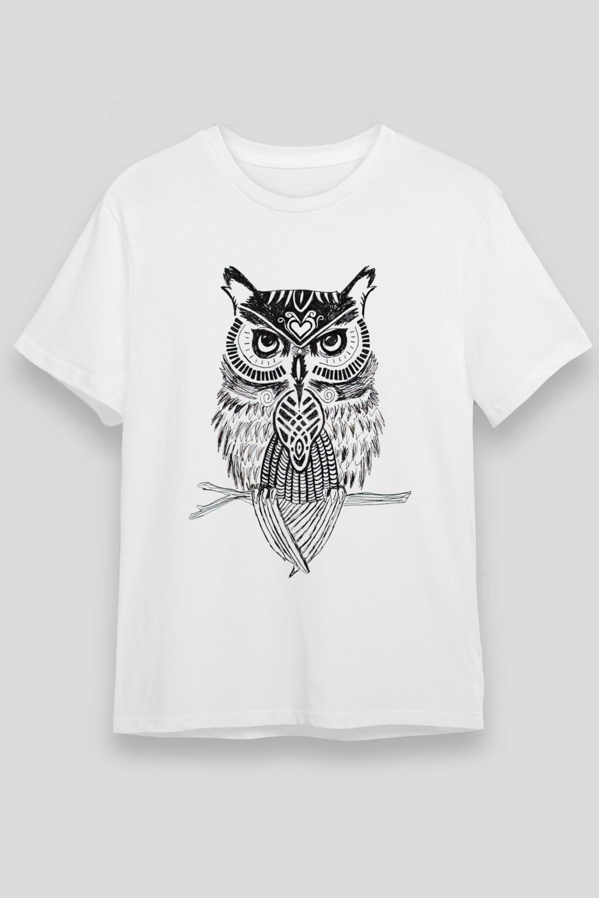 Baykuş Beyaz Unisex Tişört T-Shirt - TişörtFabrikası