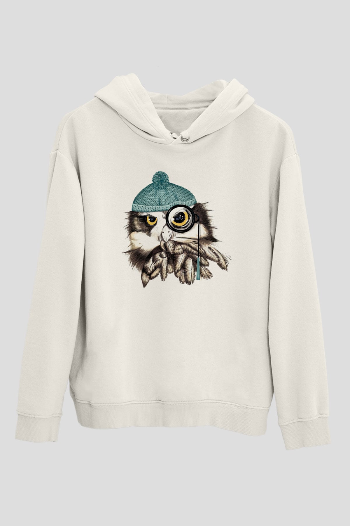 Baykuş Siyah Unisex Kapüşonlu Sweatshirt