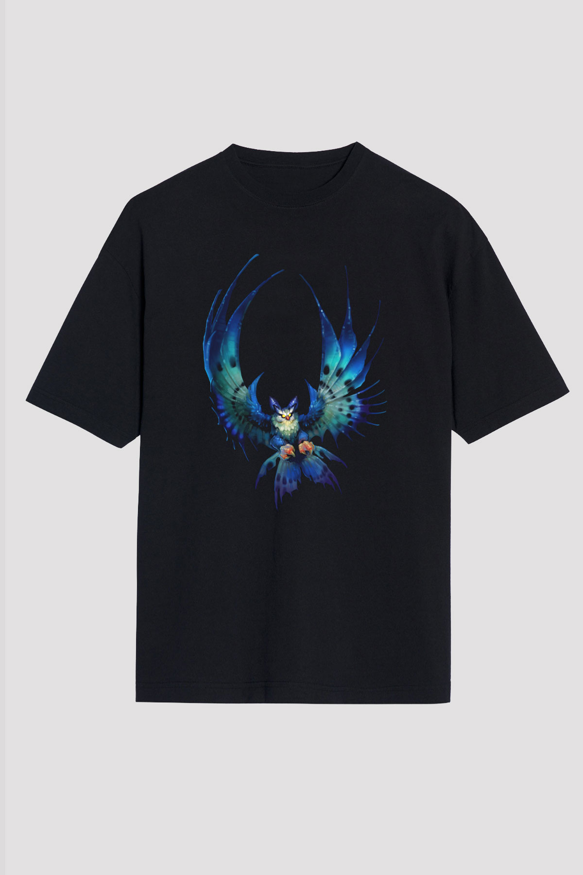 Baykuş Siyah Unisex Oversize Tişört T-Shirt