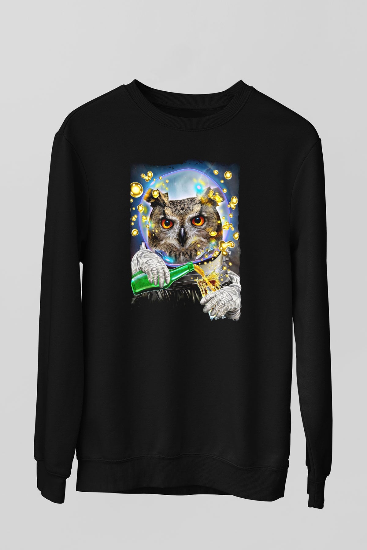 Baykuş Siyah Unisex Sweatshirt