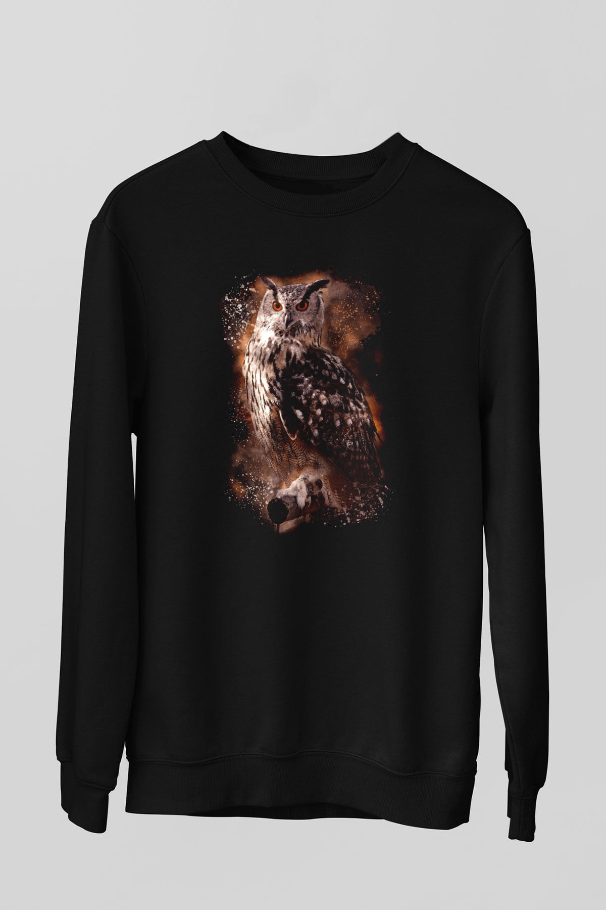 Baykuş Siyah Unisex Sweatshirt