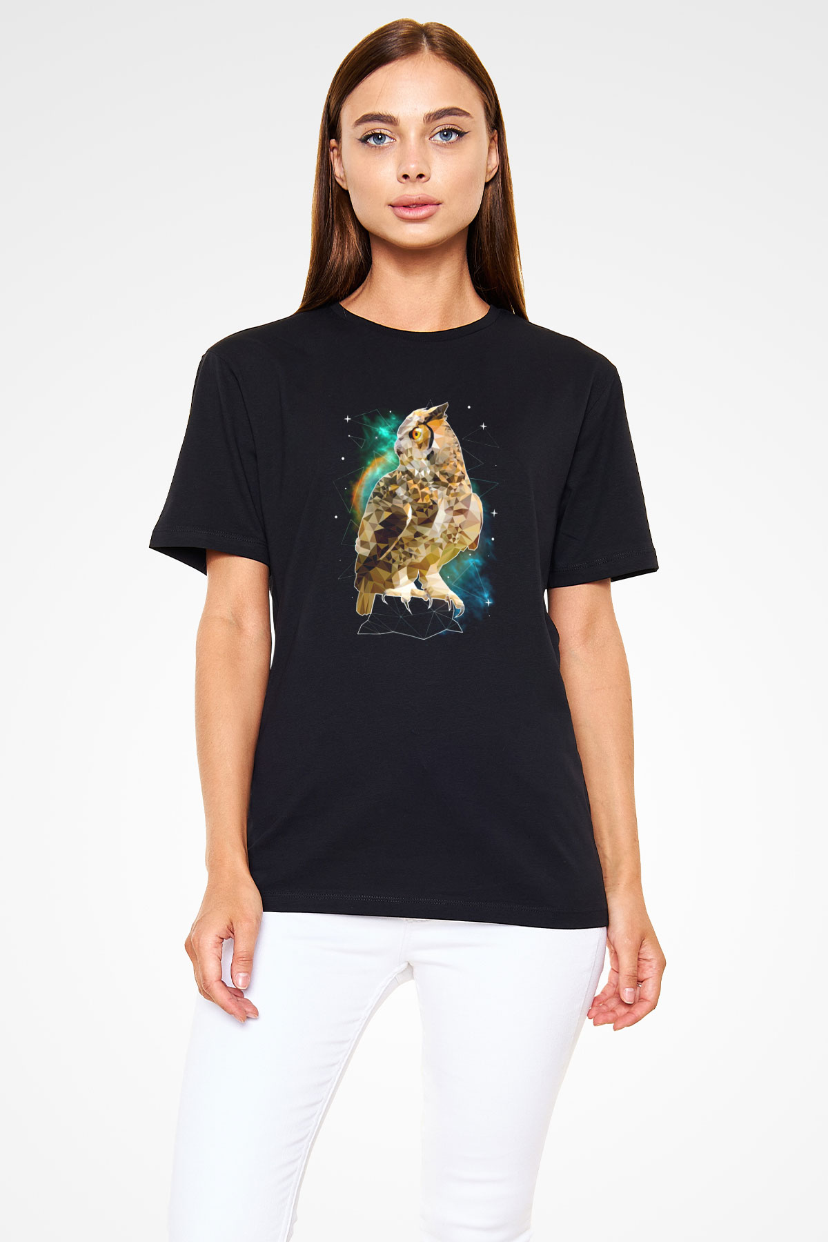 Baykuş Siyah Unisex Tişört T-Shirt - TişörtFabrikası