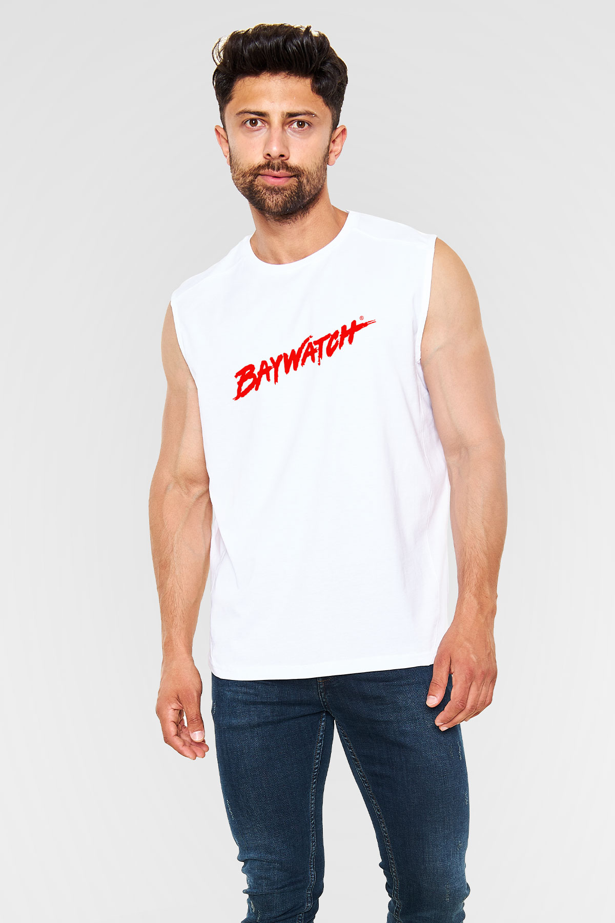 Baywatch Beyaz Unisex Kolsuz Tişört