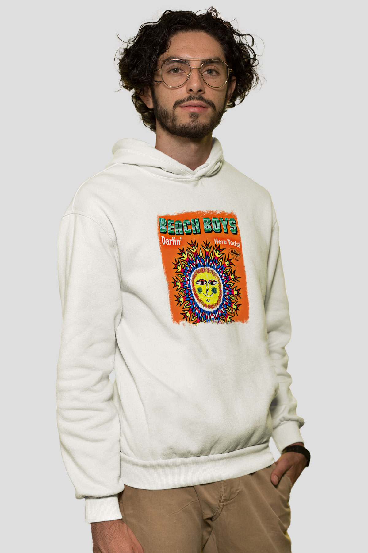 Beach Boys Baskılı Unisex Beyaz Hoodie