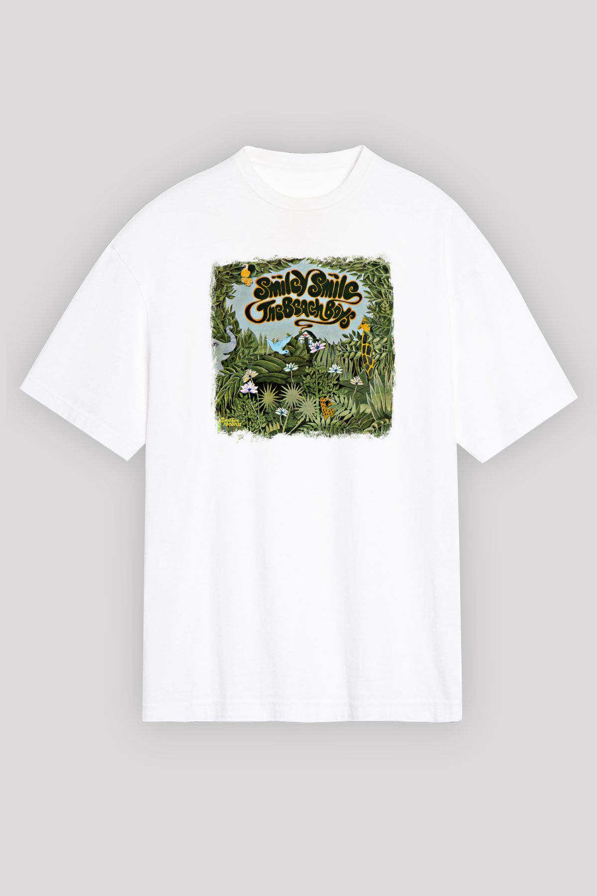 Beach Boys Baskılı Unisex Beyaz Oversize Tişört