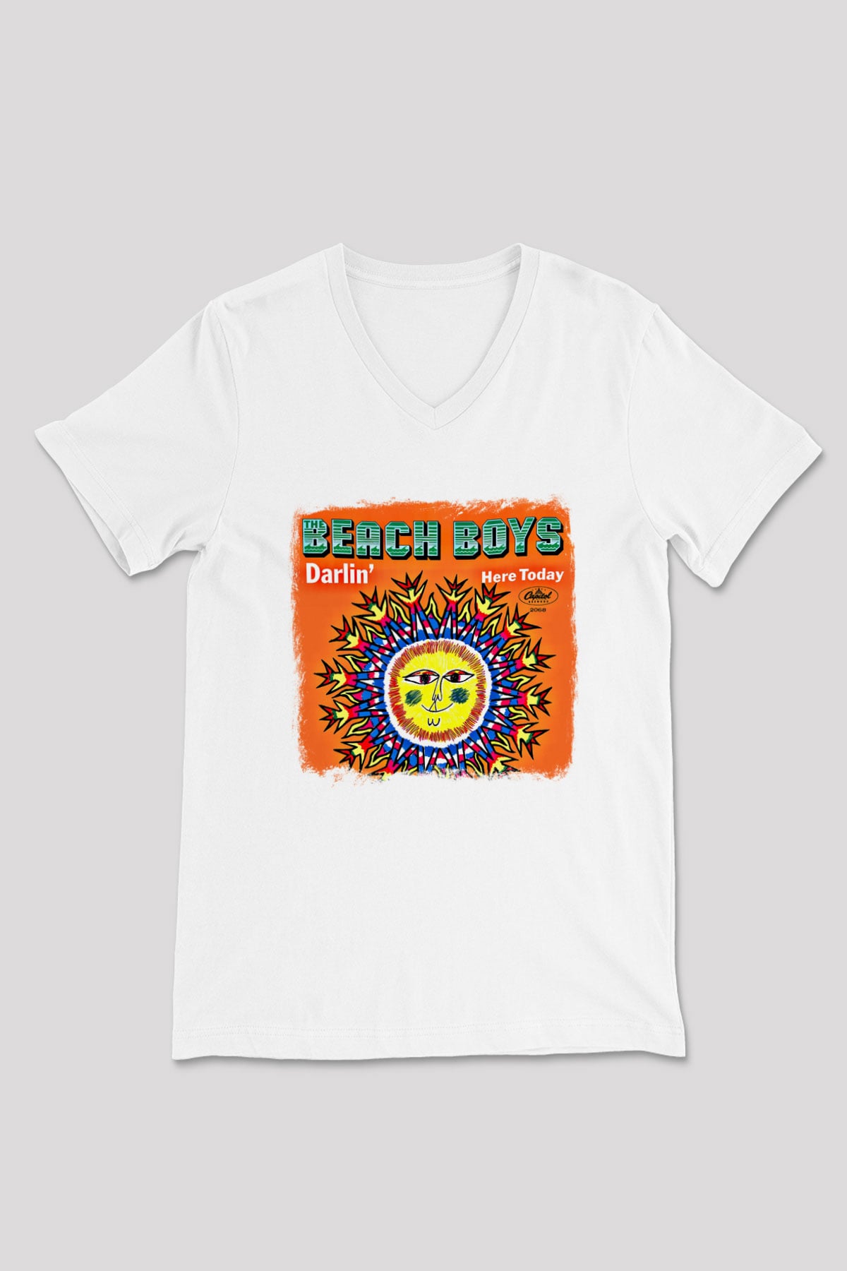 Beach Boys Baskılı Unisex Beyaz V Yaka Tişört